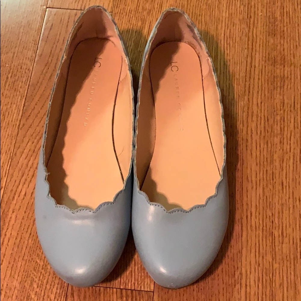 LC Lauren Conrad light blue scallop flats